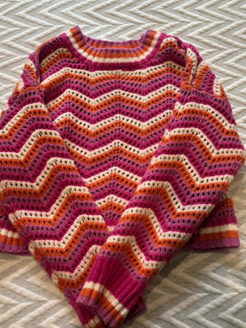 Pink Rose Striped Knit Sweater